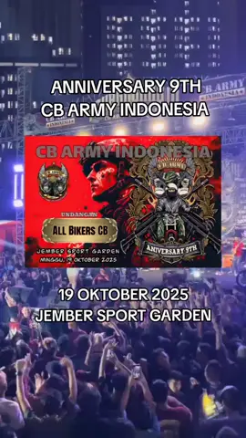 Anniversary 9th CB ARMY INDONESIA Minggu 19 Oktober 2025 di Stadion JSG Jember Sport Garden jangan lupa beli merchandisenya #cbarmyindonesia #cbarmy #acaracb #fyp 