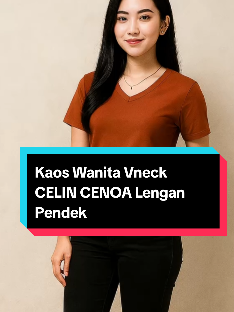 Kaos Wanita Vneck CELIN CENOA Lengan Pendek Bahan Polyester Lembut Adem Melar#kaoswanita #kaoswanitavneck #kaoswanitalenganpendek #fyp 