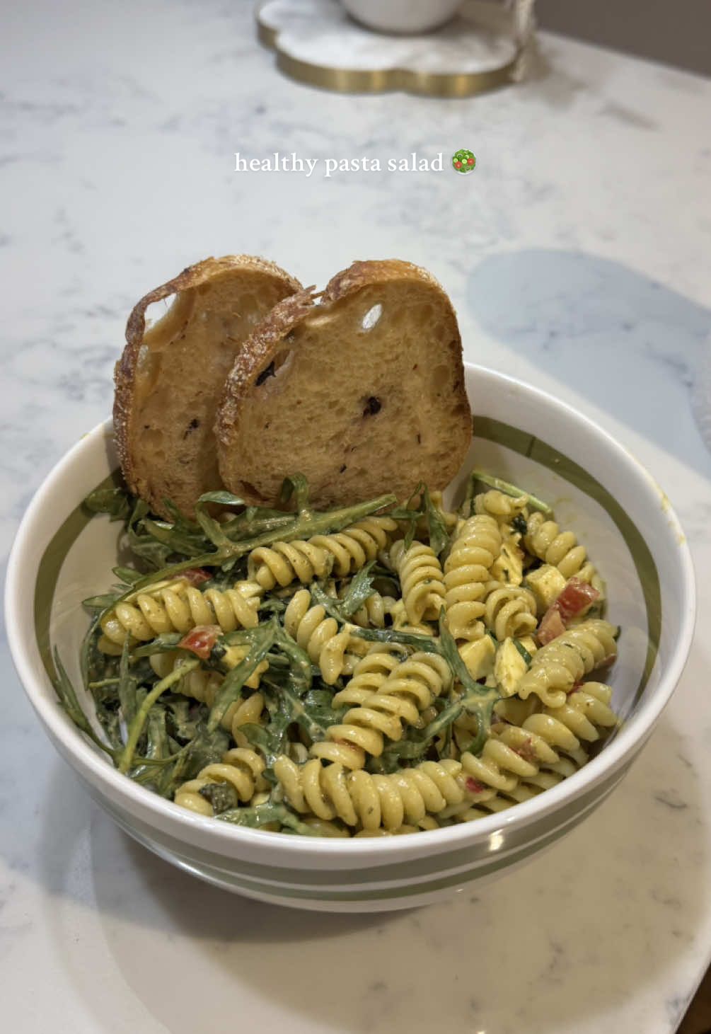 super quick and healthy pasta salad 🥗🍝  Ingredients:  - 350 g pasta  - 1/2 cup pesto + 2 tbsp olive oil  - 3/4 tsp salt  - 200 g cherry tomatoes  - 200 g mozzarella / boccaccini  - baby rocket / spinach  #Recipe #cooking #dinner #healthy #creatorsearchinsights 