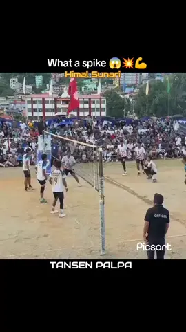 What a spike 😱💥💪!!! Himal Sunari!!  Boom Spike 💥💪!!! # TANSEN PALPA!!#saru #fyp #keepsupporting🙏 #volleyballlover #mityalmusar🦋 #dhanbahadursaru 