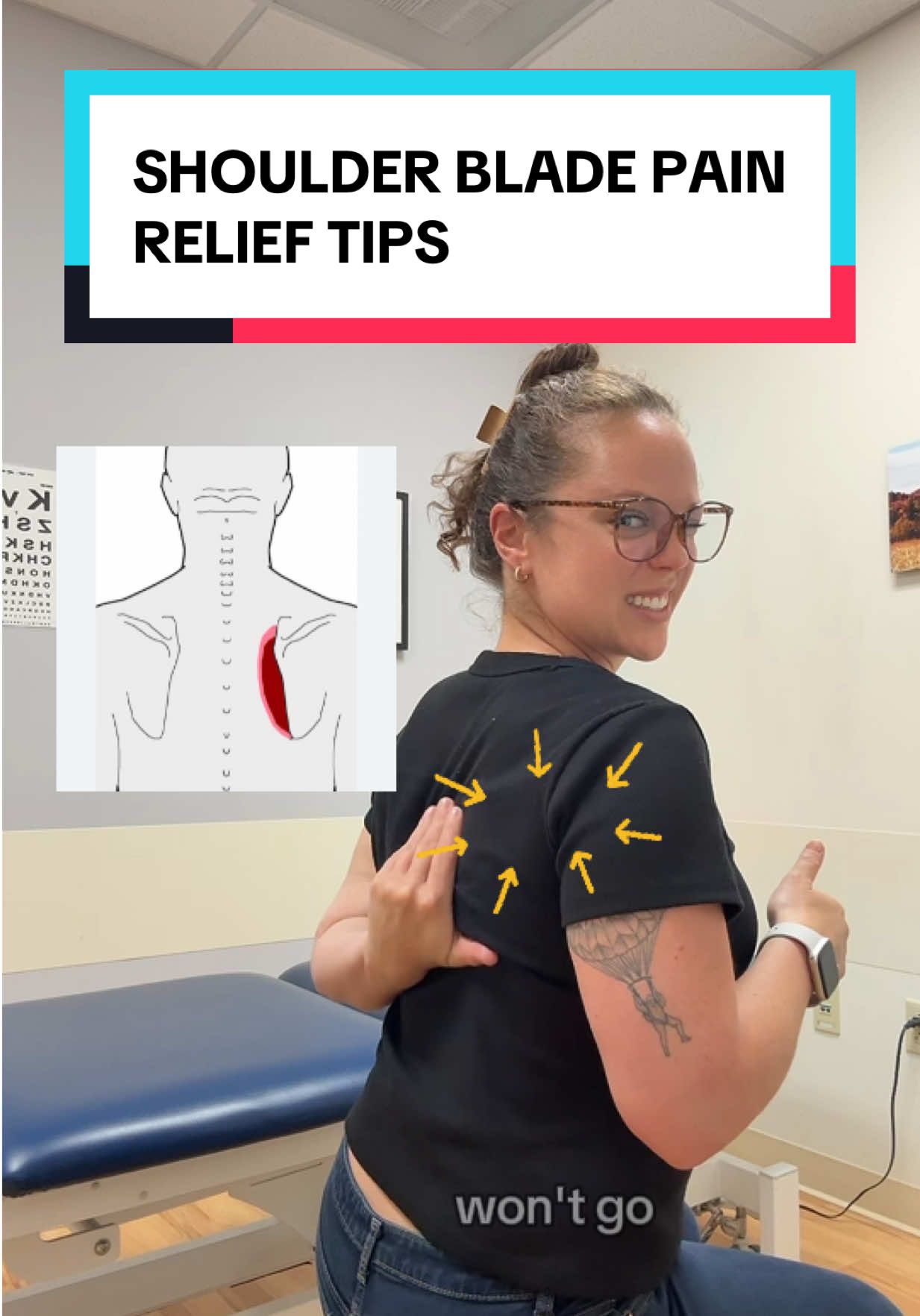 Physical therapy tips to relieve shoulder blade or mid back pain or tightness! I often do these when I get home from work 🧘 #shoulderblade #shouldertension #shoulderknot 