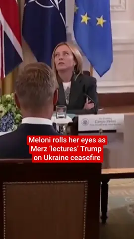 Italian Prime Minister Giorgia Meloni is once again in the spotlight, this time for her reactions caught on camera during a White House meeting on Monday, August 18. Multiple clips of her expressions have gone viral on social media. One clip shows her making an unusual facial expression while Germany’s Chancellor Friedrich Merz appeared to be lecturing Trump on the Ukraine conflict. #meloni #trump