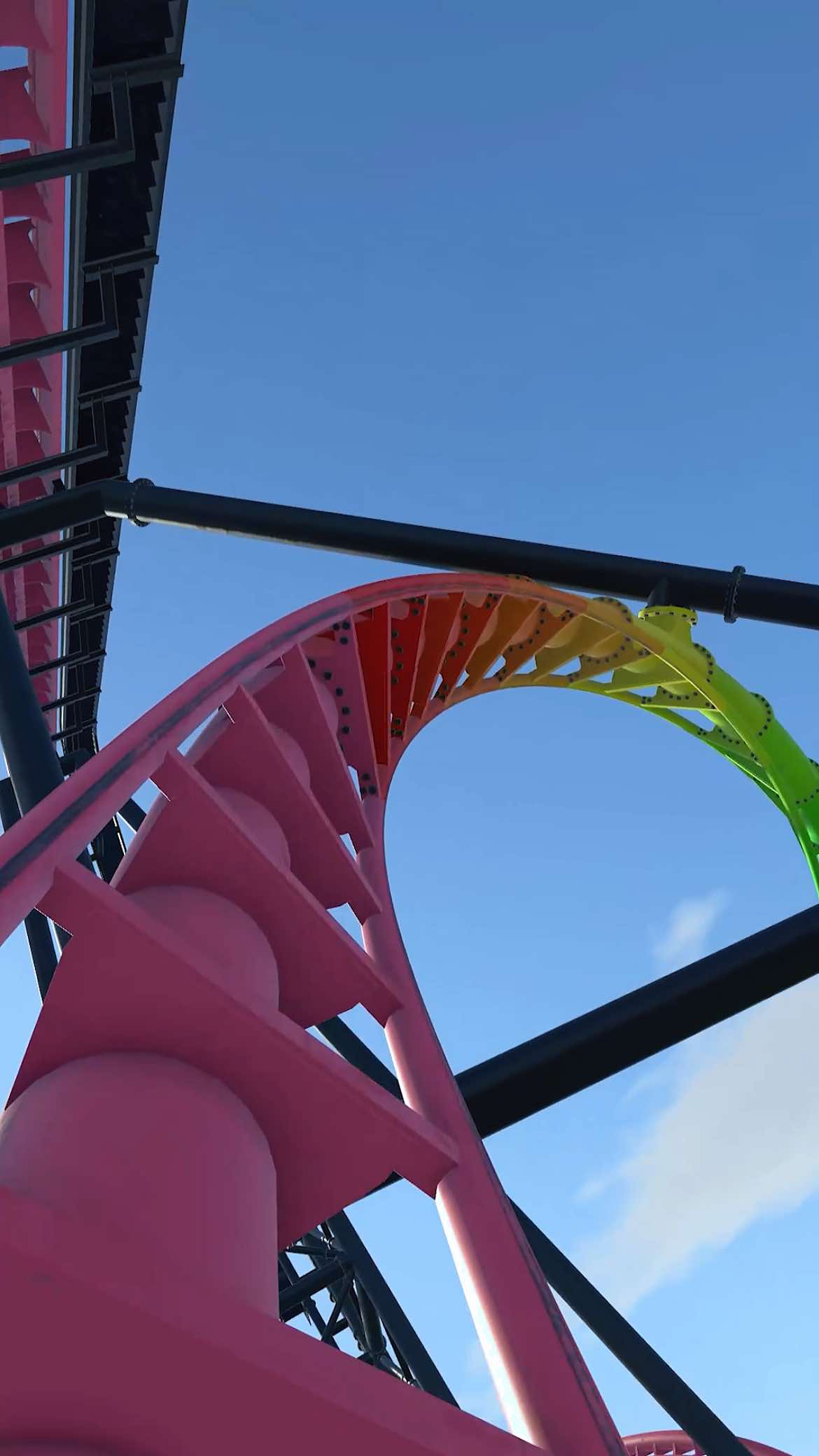 Vídeo de dentro do carrinho da Chromaforce, minha mais nova montanha-russa Vekoma Tilt Coaster criada no NoLimits 2! 🌈⚡ Ela passou por vários ajustes e melhorias até que finalmente considerei finalizada e eu simplesmente amei o resultado das cores. #vekoma #nolimits2 #montanharussa #rollercoaster #tiltcoaster 