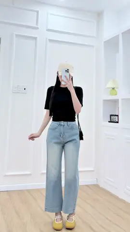 Quần jean dài 90cm ống suông rộng #jeanongrong #adojeans #jeandaiongsuong 