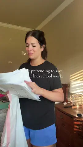 They just come home with sooooo much!! Saving the special things only this year. What do you save and what do you throw away ?  #motherhood #motherhoodunplugged #momlife #momlifehumor #humorformoms #moms #unhingedmom #schoolworkhumor 
