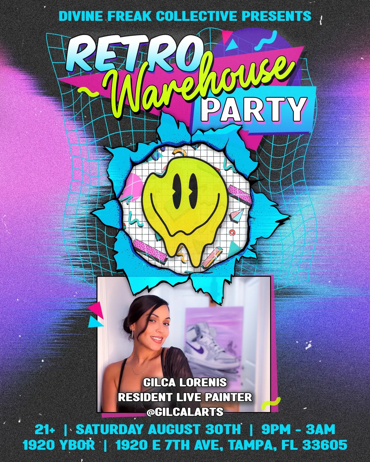 Divine Freaks Collective makes its Tampa debut.  See you all Aug 30th!  How to get tickets? •click the link in bio •go to linktree link •click on the first event •use promo code: GILCA  10% off your tickets at checkout  Need help getting link or tickets just send me a DM.  🤓😎😏 Don’t forget to shop my art on my website today:  GILCALARTS.COM 👆🏽👆🏽👆🏽👆🏽👆🏽