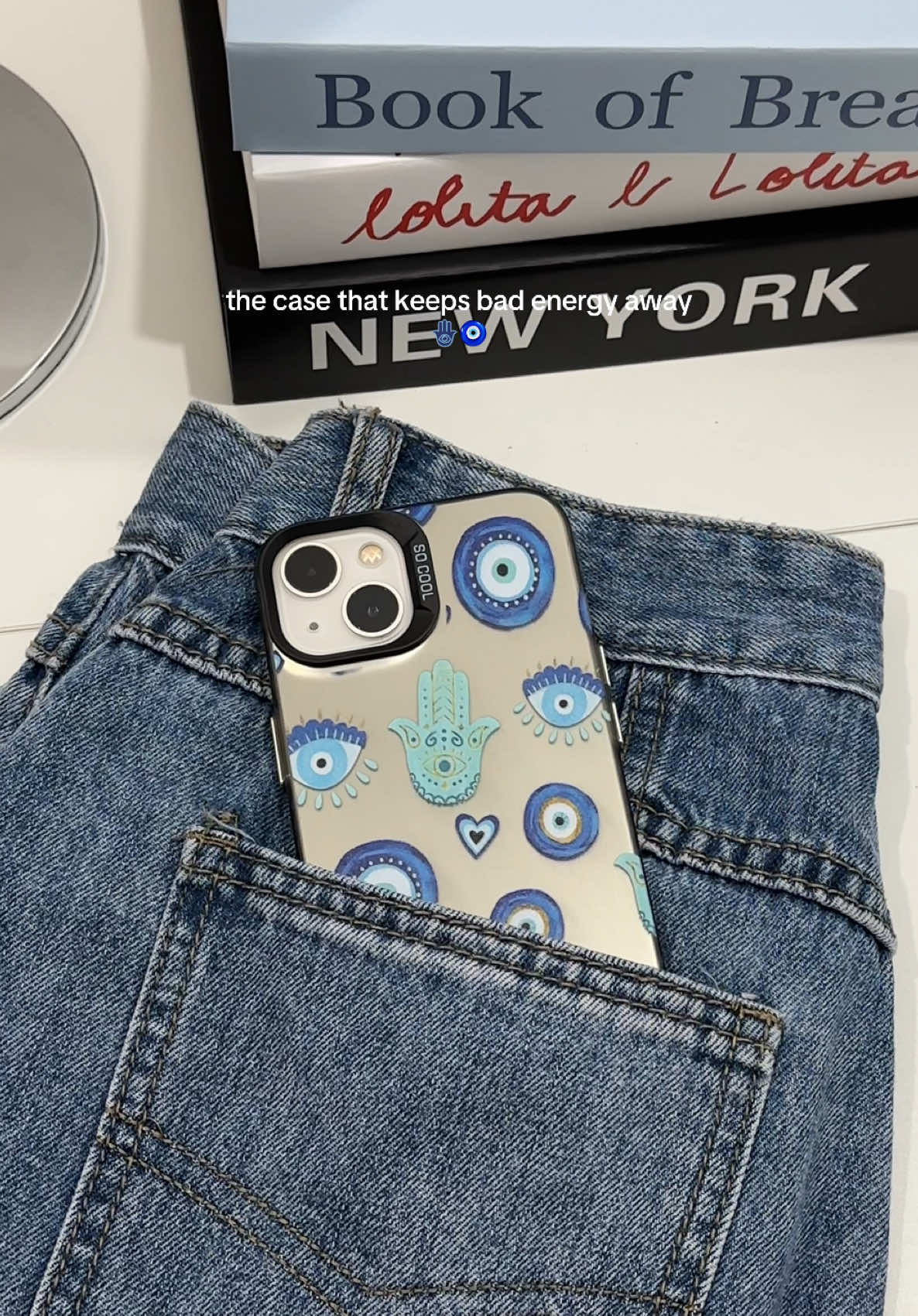 cutest protection charm in a pocket 🧿🪬 #phonecase #iphonecase #evileyephonecase #caseiphone #case 