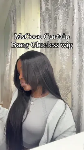 @Mscoco Hair 6x5 Glueless 28” curtain bang wig (straightened). Purchased with my own money, so you know it good quality🤭❤️ #mscoco #curtainbangs #wig 
