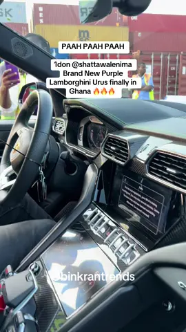 PAAH PAAH PAAH  1don @shattawalenima Brand New Purple Lamborghini Urus finally in Ghana 🔥🔥🔥  #fyp #shattawale #shattawaleking #foryoupage❤️❤️ #viralvideos 