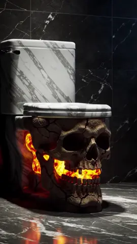 The new guest bathroom. 🚽💀 Would you install this? Y/N in the comments! 💀🖤#skulls #skeleton #Gothic #Witches #Darkness #Spooky #Halloween #scary #nightmare #Creepy