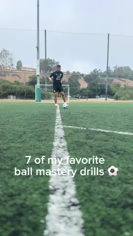 Incorporate these dynamic ball mastery drills into your warm-up routine to enhance overall ball control using all surfaces of both feet. I usually complete 1 set of 25–30 meters up and back for each variation. Consistency is the key to progress ⚽️ #Soccer #soccertraining #soccerdrills #soccerskills #football   