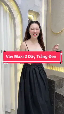 Váy Maxi 2 Dây Trắng Đen #cohuyentaphoa #xuhuong 