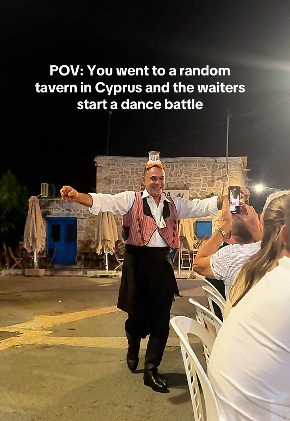 They really served dancemoves. 😂 It was so random because everything was normal when we arrived and it was such a tiny town.  The tavern was called Efraim Tavern in Kouklia. It’s just 15 minutes from Paphos. According to the menu, they usually have live music every Thursday, this was Tuesday though.😅 📍 Efraim Tavern in Kouklia #traditionaldance #waiter #cyprus #tavern #travel 