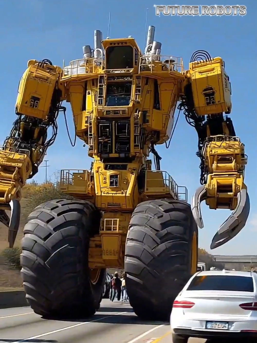 Future Robots:Colossal Industrial Machine Transforms into Giant Robot on Highway! 📝 Video Description Witness the breathtaking moment when a colossal yellow industrial machine with massive wheels and hydraulic claws transforms into a towering robot on a highway. Sparks fly, steam hisses, and the ground shakes as the machine reshapes itself into a mechanical giant. Terrified people run for safety while cars swerve to escape the chaos. A cinematic scene that feels like it came straight out of a Transformers movie! #robot #transformers #autobot #decepticons #Transformation 