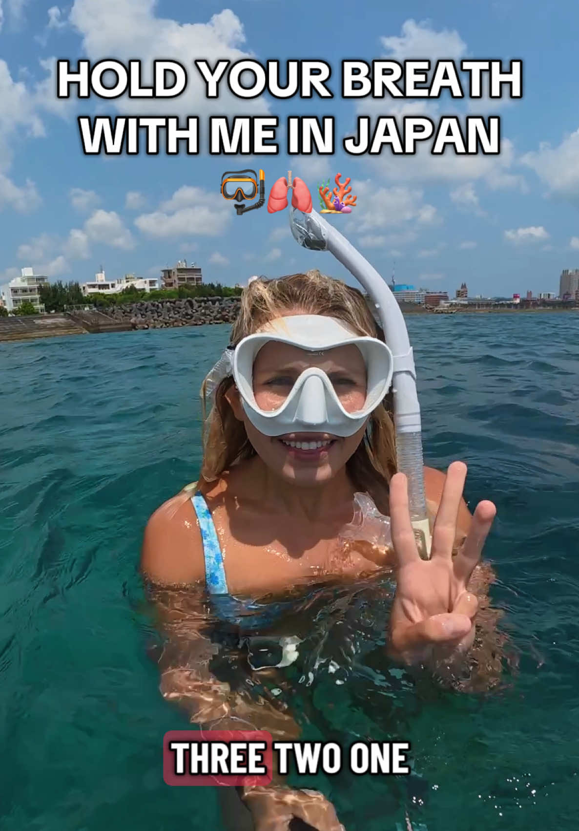 Can you hold your breath through this whole dive? ⏳ Comment your time below, and follow to see what I found at the drop-off 👀🌊🐍 #japan #okinawajapan #freediving #breathhold #diving 