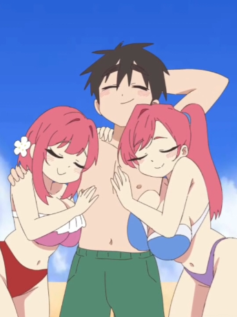 Rentaro con sus novias en la playa #kiminokotogadaidaidaidaisuki #rentaro #komisan #najimi #animation 