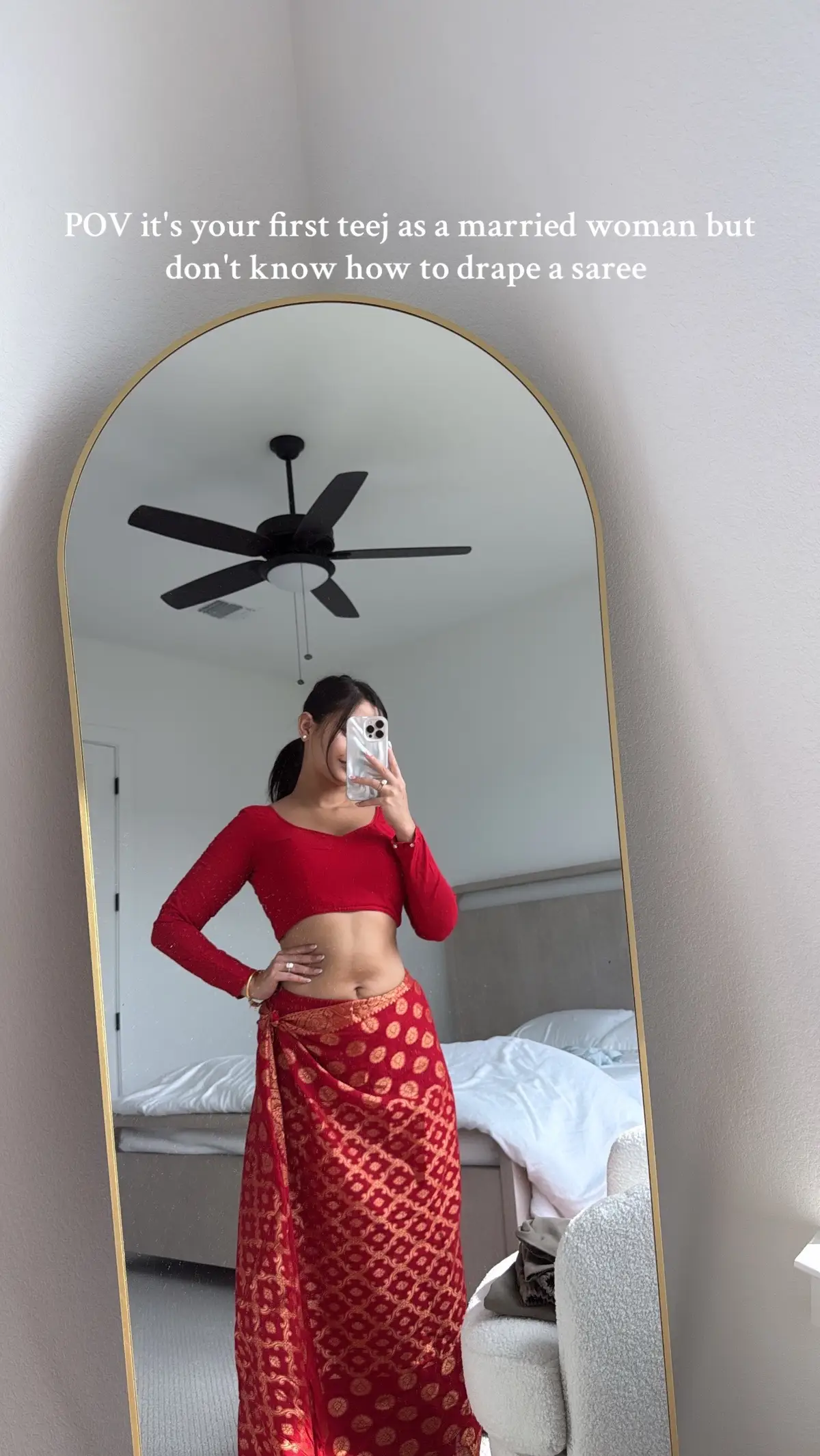 This is my very first Teej as a married woman 💕 and honestly, it feels so special. The only time I’ve ever worn a saree in my whole life was on my wedding dayand that too because my loved ones helped me drape it. I was never into sarees before, but today feels different. For the first time, I truly want to learn to drape it myself. 🥺 I do regret not learning earlier, but better late than never, right? So ladiesplease help your girl out! 🥰 Drop me links, tutorials, or your best tips on how to drape a saree beautifully. I’d love to learn from you all and make this Teej even more meaningful. ❤️