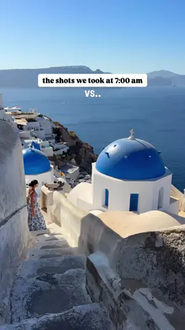 Rumour has it they’re still in line to get the shot 😅 Welcome to Santorini 🧿 the streets may look empty at sunrise, but give it a couple of hours and you’ll be elbow-to-elbow with hundreds of other people trying to capture the same photo 🫣 If you want those dreamy, crowd-free shots, set your alarm early… like BEFORE sunrise early! Our 5 favorite spots to take photos in Santorini: 🧿 The Blue Domes in Oia, the most iconic view on the island (intro to this video) 🧿 The marble pathway beside the Blue Domes, just as photogenic and a little less crowded. 🧿 Oia Castle at sunset — hands down the best place to watch sunset on the island but get there early as the entire island will be there to watch too! 🧿 Ammoudi Bay — colorful fishing boats and crystal-clear water and amazing tavernas/restaurants! 🧿 The streets of Fira at golden hour — perfect light and classic whitewashed architecture. TAG someone that needs to see this! 👇🏼 #santorini #greece #oia #santorinigreece #greekholiday #eurosummer #europeansummer #greecestagram #trending #viral #comedy