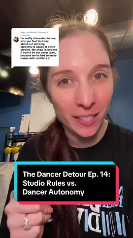 Replying to @Malindi Shields When studios restrict dancers from taking class elsewhere, it does more than limit schedules, it teaches compliance over autonomy. In this episode of The Dancer Detour, I respond to a question about why I am so passionate about allowing dancers to take classes outside their home studio. These policies parallel long-standing issues in the professional world: dancers working unpaid but prohibited from outside opportunities, or teachers barely making a living yet forbidden to teach elsewhere. Instead of bans, I encourage conversations with dancers and parents about safety, rehearsal conflicts, and expectations. Consequences may follow, but the dancer retains agency. By modeling autonomy and dialogue, we equip the next generation to advocate for themselves professionally, and hopefully lead the industry toward healthier, more ethical practices. #dancer #dancestudio #dancemoms #dancetok 