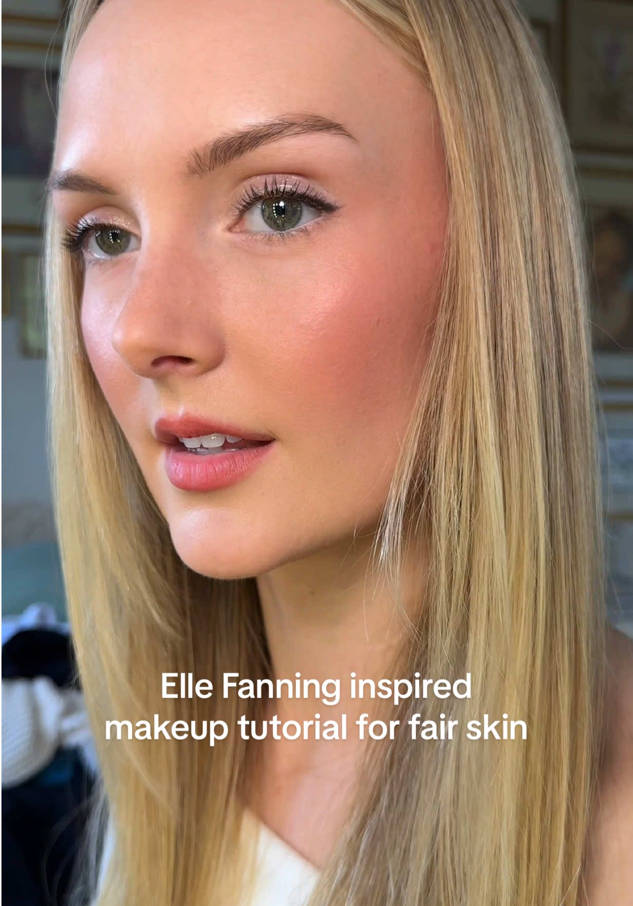 Fair / pale skin makeup tutorial inspired by Elle Fanning #makeuptutorial #paleskin #makeupinspo 