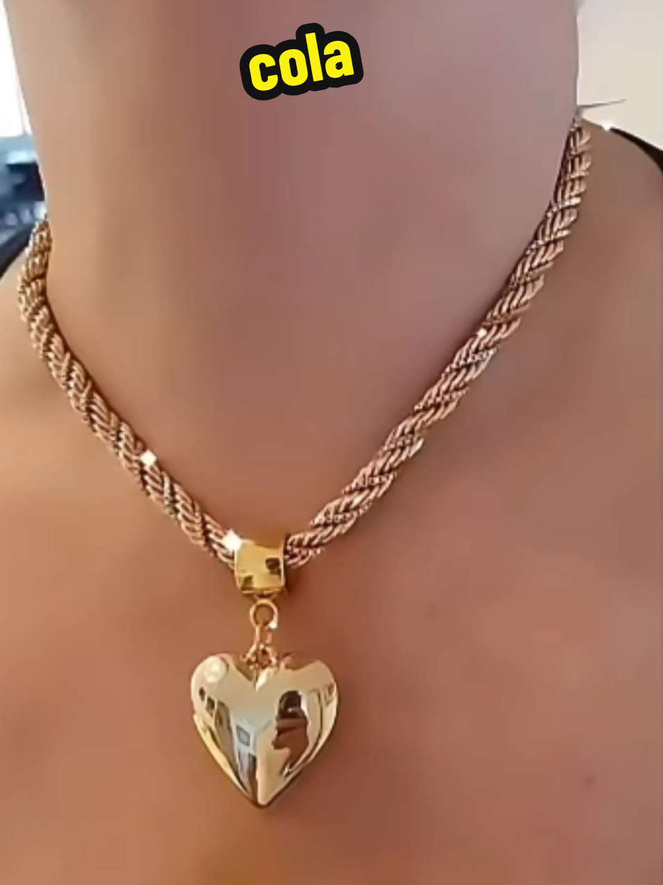 colar cordão feminino coração liso elo português#colar #cordão 