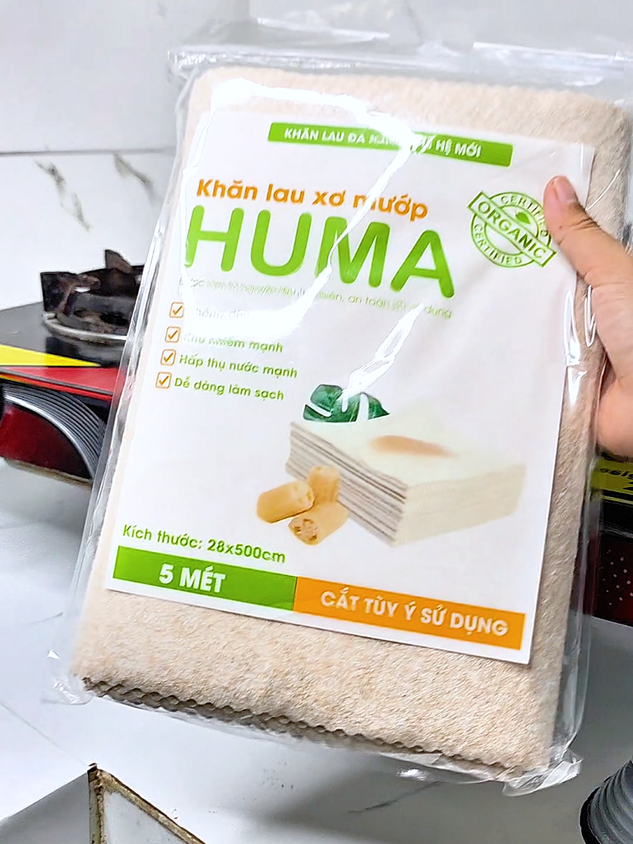 Test thử khăn lau xơ mướp Huma xem có như lời đồn không nha. #huma #khanlaubep #khanlauxomuop  #giadungtienich #nhabep 