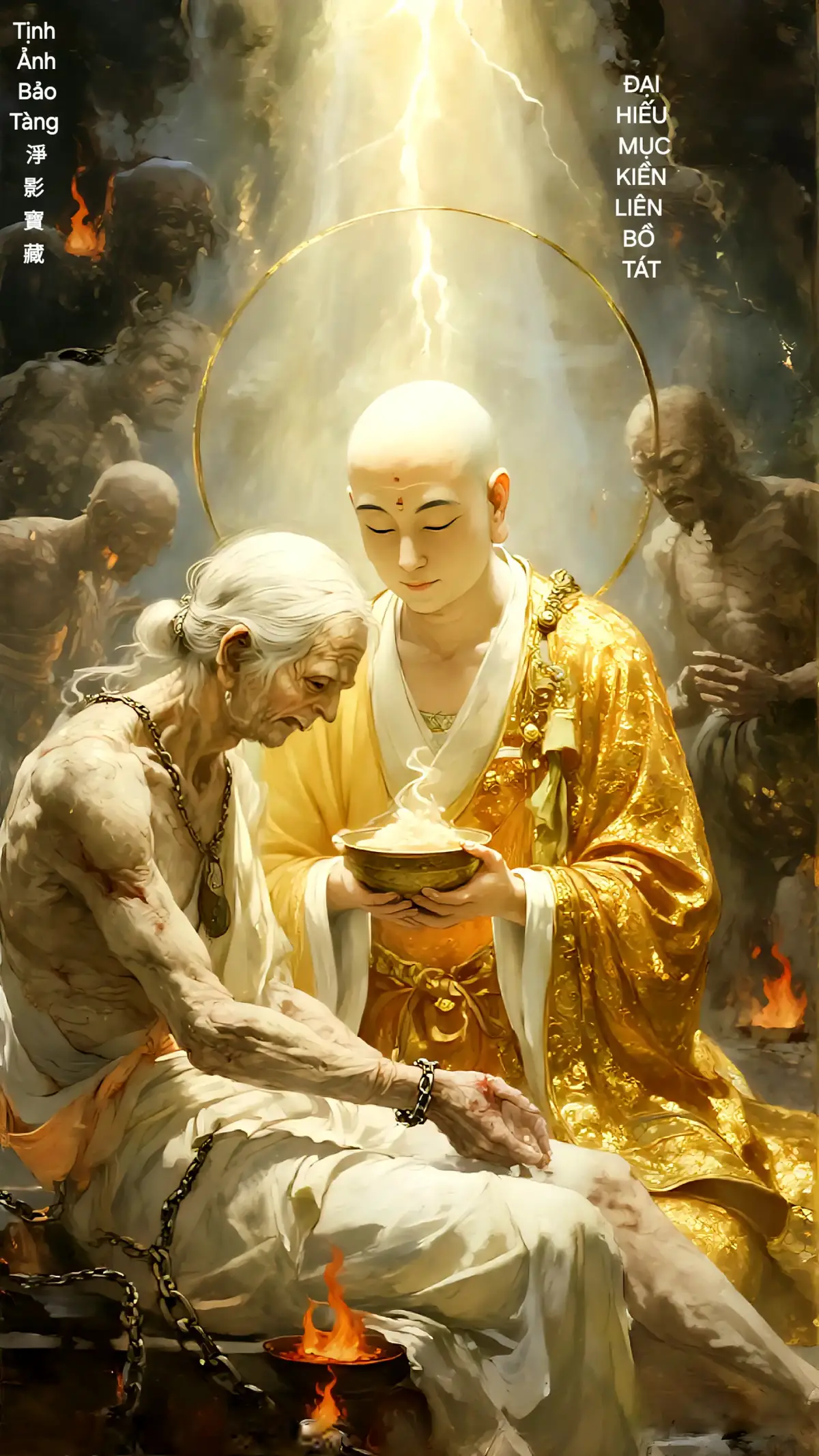 Hiếu đạo vô biên Câu chuyện nổi tiếng nhất là Ngài dùng bát cơm cứu mẹ thoát khỏi cảnh ngạ quỷ. Đây chính là nguồn gốc của ngày lễ Vu Lan báo hiếu, tôn vinh lòng hiếu thảo trong đạo Phật. #phattrienbanthan #phatphapnhiemmau #phậtphápvôbiên #phậtgiáo #vulanbaohieu 