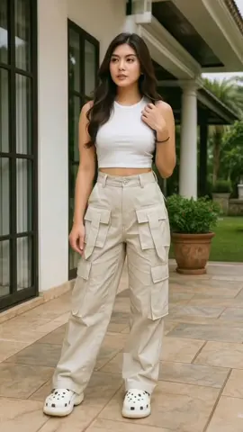 Yura Cargo Pants Highwaist celana cargo loose pants celana panjang wanita baggy #celanawanita #celanacargo #baggy #pants #yura 