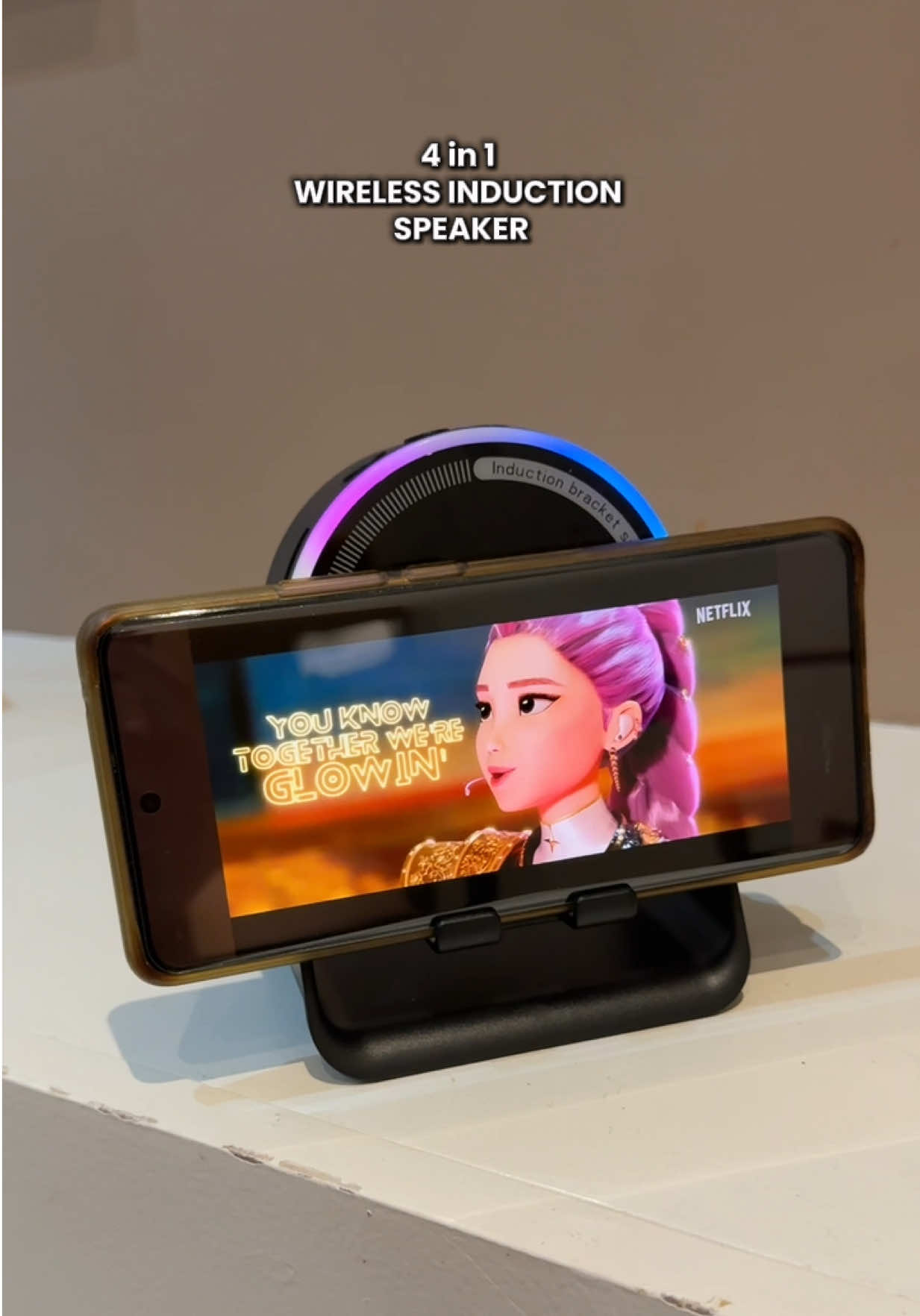 HINAR 4in1 Wireless Induction Speaker, with or without bluetooth 🔊 #bluetoothspeaker #wirelessinductionspeaker #wirelessspeaker #speakerwithphoneholder #speaker