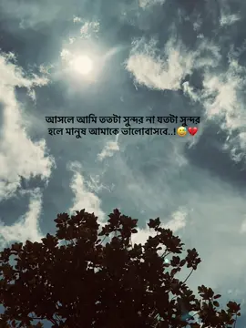 আসলে আমি ততটা সুন্দর না যতটা সুন্দর হলে মানুষ আমাকে ভালোবাসবে..!😅💔