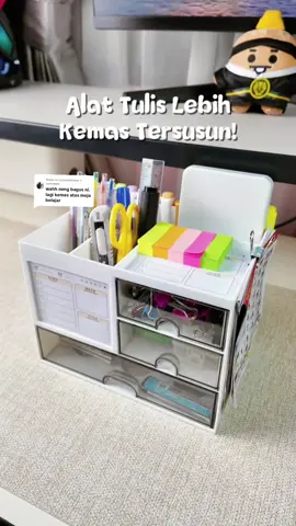 Replying to @syraabubakar Kan, meja lebih kemas tersusun 💖 Senang nak capai dan cari alat tulis yang dah disusun tu 😁 #desktoporganizer #stationeryorganizer #organizerbox #boxorganizer 