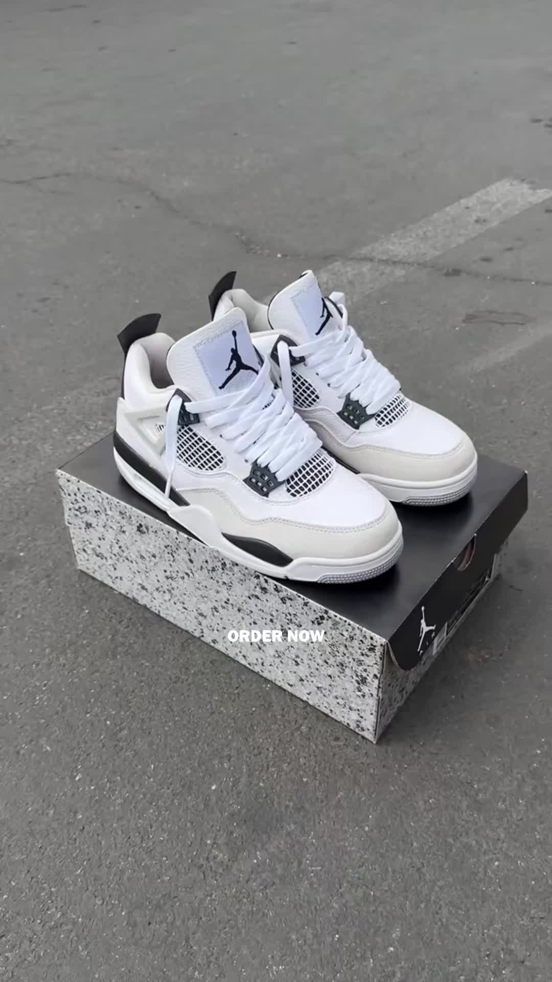 🔥 Air Jordan 4 Retro – Pure White & Black Edition 🔥 Step up your sneaker game with the iconic Air Jordan 4 – a perfect mix of style, comfort, and premium quality. ✅ Top-tier leather for durability ✅ Cushioned midsole for all-day comfort ✅ Sleek white & black colorway that matches every outfit ⚡ LIMITED STOCK – Don’t miss out! ⚡ 📩 Message us NOW to grab your pair before it’s gone! #AirJordan4 #Jordan4Retro #SneakerHead #LimitedEdition #StreetStyle #UnisexSneakers