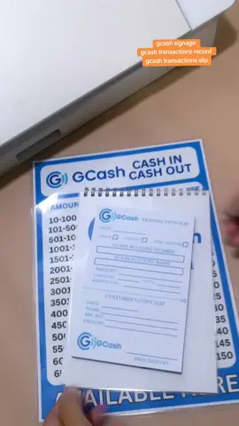 need mo to sa gcash business mo😉  available po sa TikTok shop ko. 💫 #gcashtransactionrecordandslip #gcashsignage #gcashbusiness #eoartcraft #printingandservices 