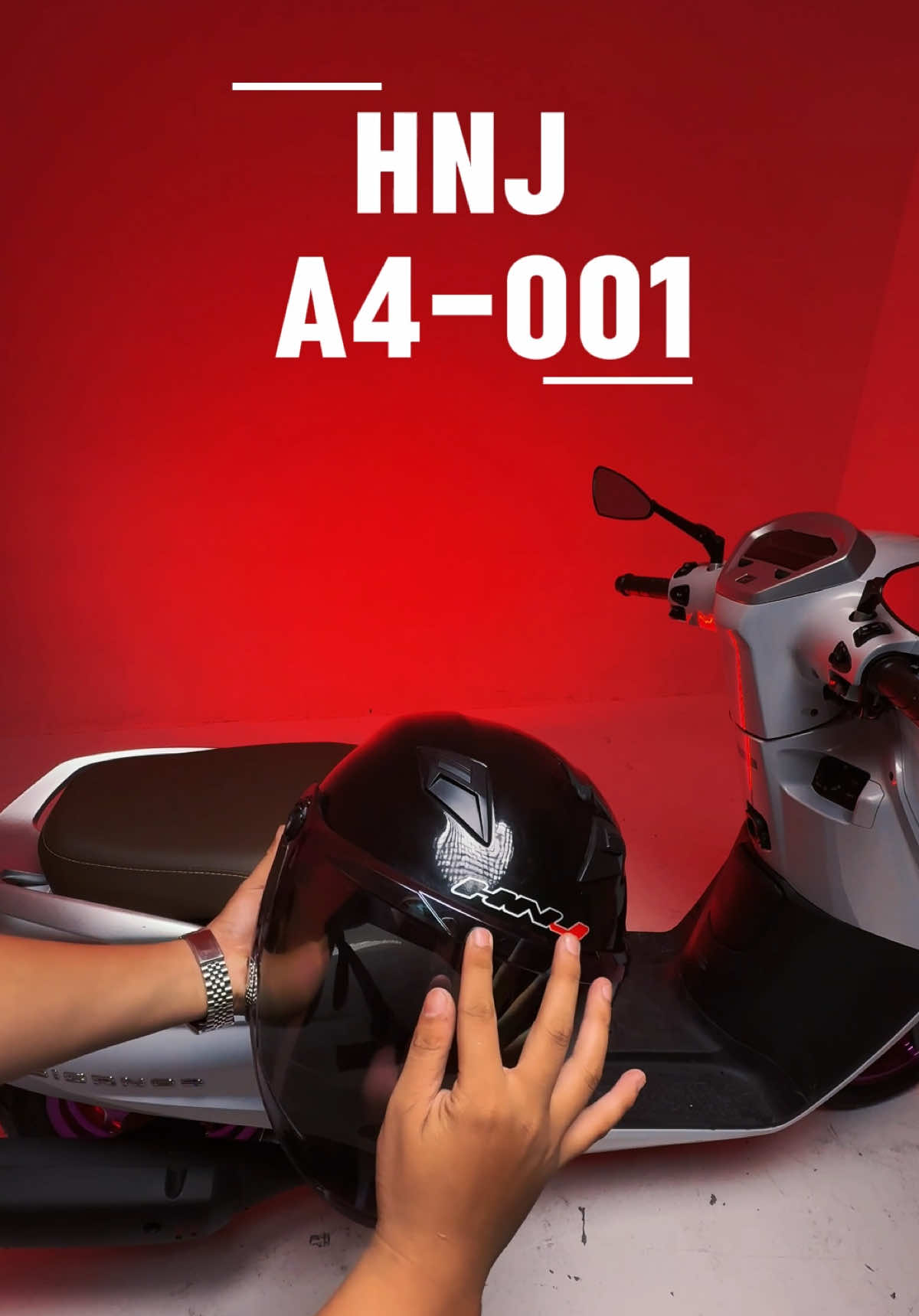 HNJ A4-001 TINTED VISOR PLAIN COLOR HALF FACE MOTORCYCLE HELMET #HNJHelmet #RideSafe #MotorcycleGear #halffacehelmet 