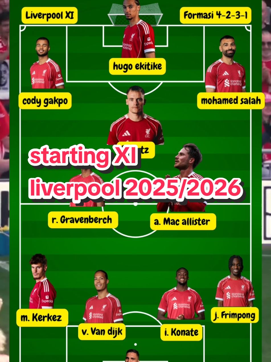 starting XI liverpool musim 2025/2026, minus alexander isak #liverpool #startingeleven #ligainggris 