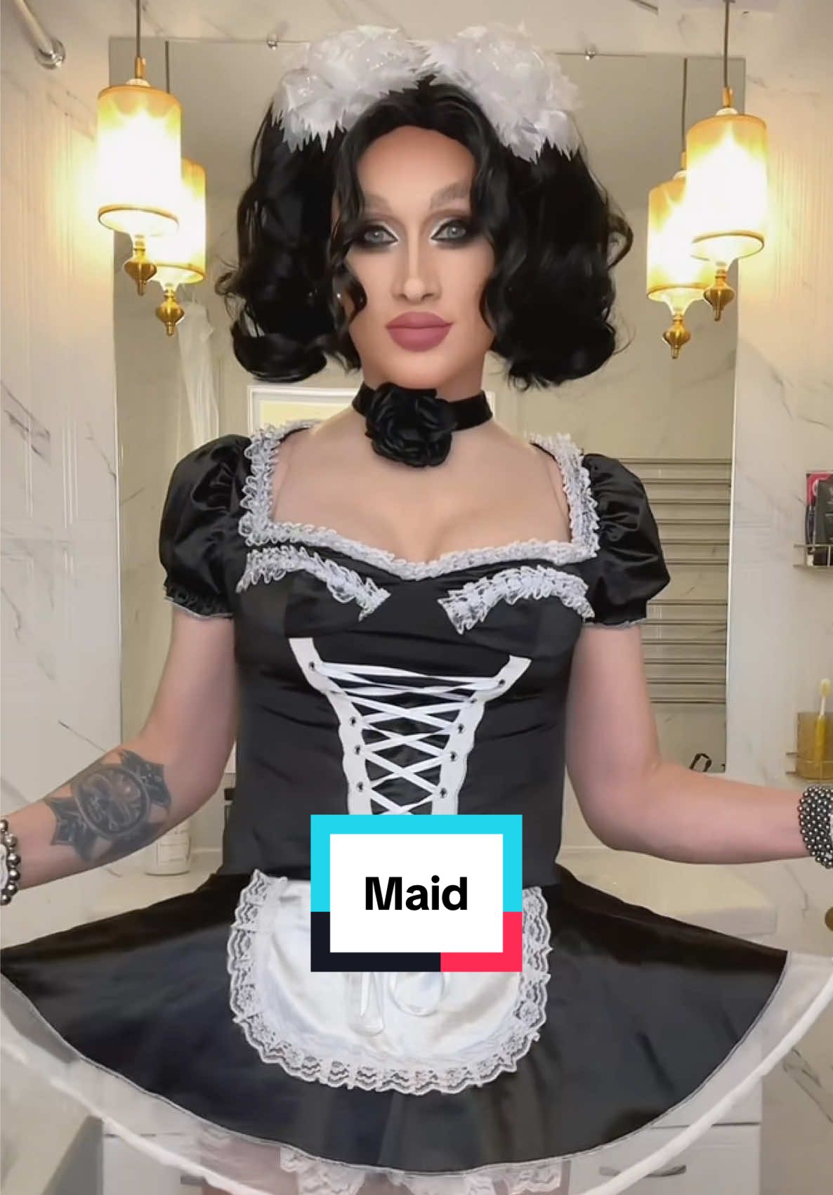 Knock knock! Did you call the maid? 🩶 #dragqueen #dragqueensoftiktok #crossdress #xdress #crossdressermodel #miniskirtoutfit #xdresser #crossdresser #sissycrossdresser 