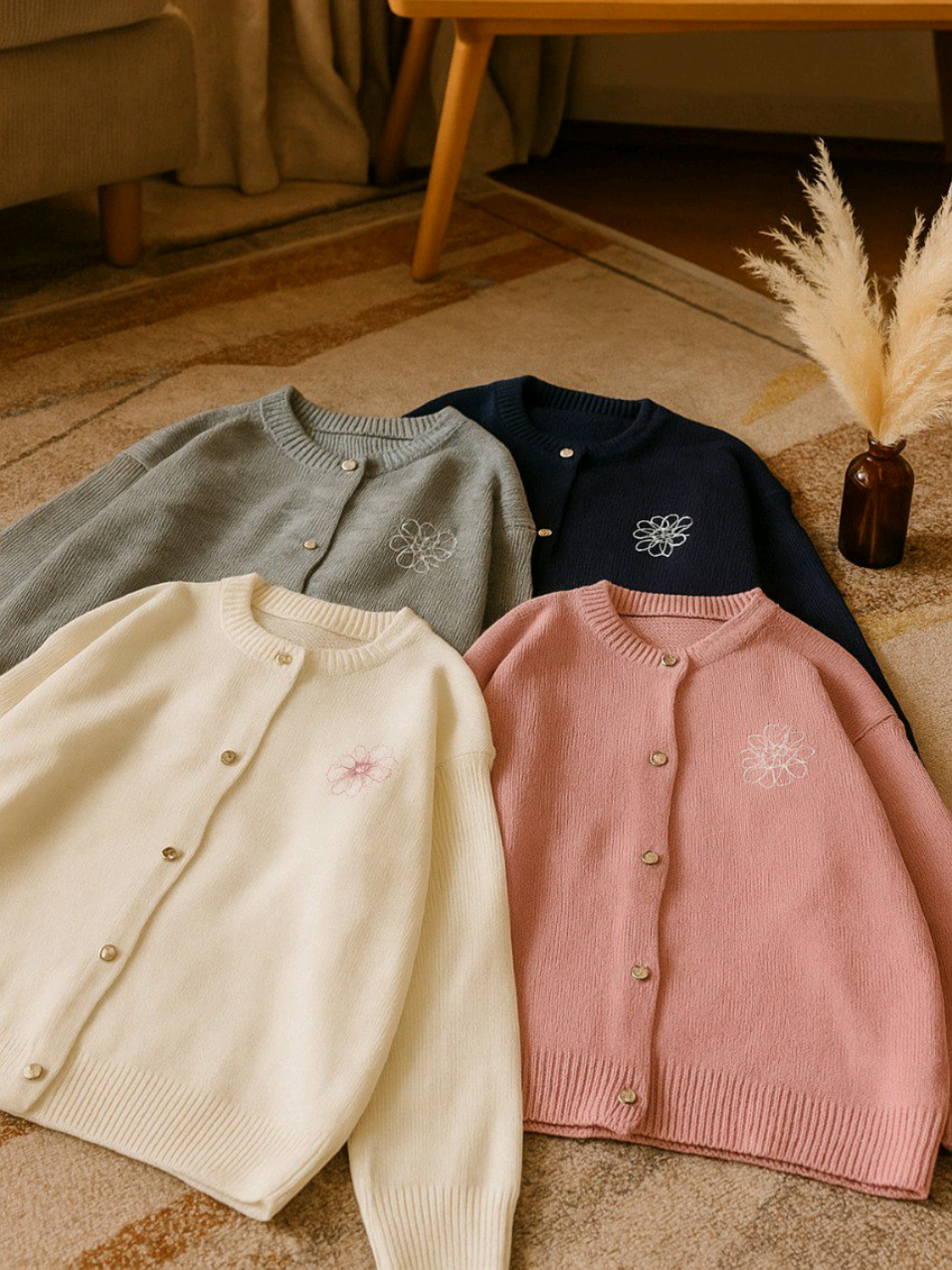 Cardigan Rajut Flower Bordir Cute Bahan Lembut #cardigan #cardiganrajut #cardiganwanita 