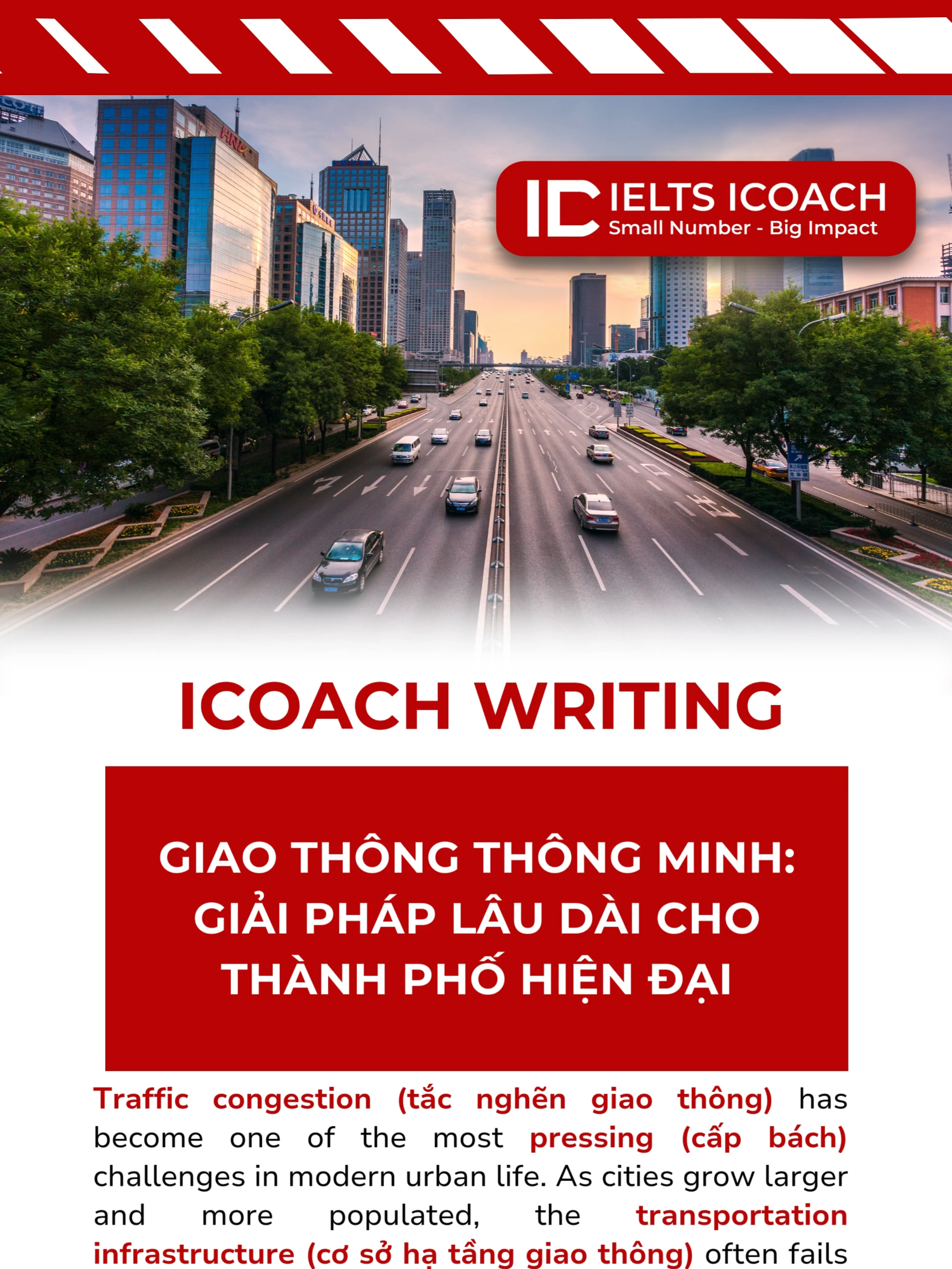 Giao thông thông minh – Giải pháp lâu dài cho thành phố hiện đại #ieltsicoach #IELTSCOACH #viraltiktok #LearnOnTikTok #IELTSICOACH #fyppppppppppppppppppppppp #viralvideo #studywithme #foryoupage #xuhuong #fypage #xuhuongtiktok #podcast #english #ieltstips #trend #IELTS #listening #vocabulary #icoach #icoachwritingtask2 #writingprompts #hoctienganh #congestion #traffic #giaothong
