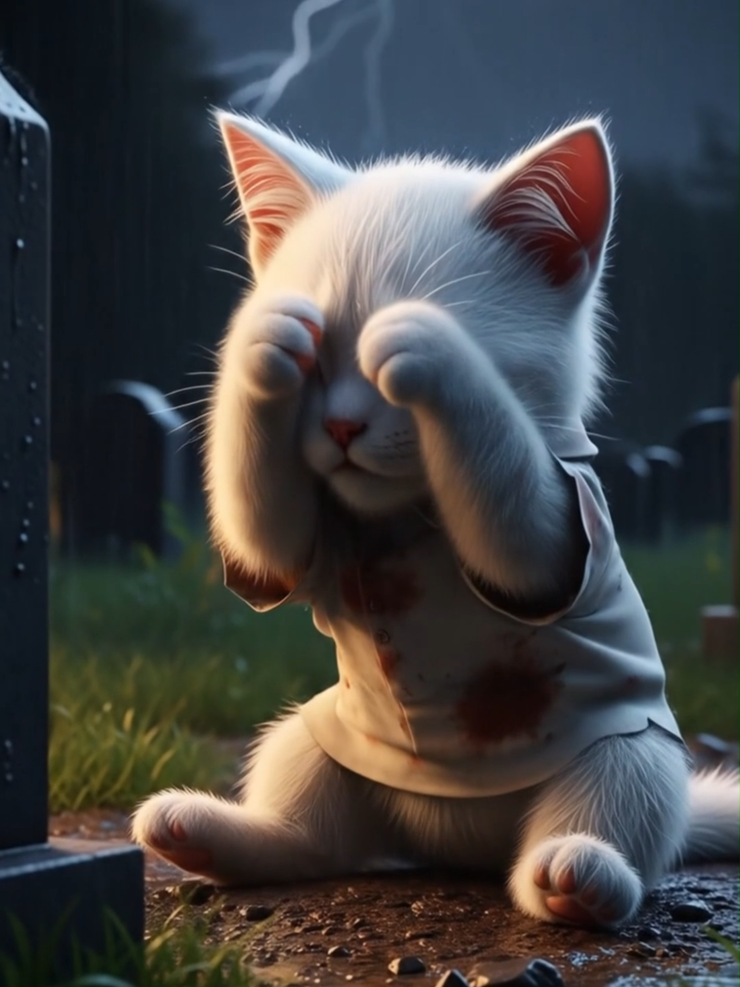 🐾White Cat Losing Her Mom 😿😭But She Find new friend 😻 #gemesin🥰 #filmkartun #whitecat #sad #anakrantau #usa_tiktok #usatiktok🇺🇸 #fypindonesia #lucubanget