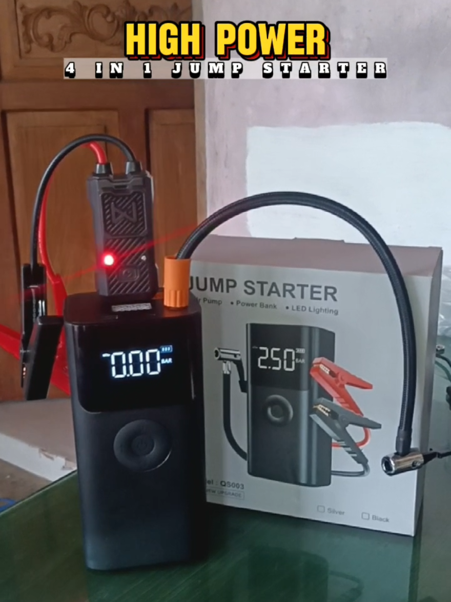 4 IN 1 High Power Jump Starter, Tire Inflator, Flashlight, Power Bank. Perfect For Our Motorcycle & Cars. Check this out!. #jumpstarter #tireinflator #powerbank #flashlight #foryou 