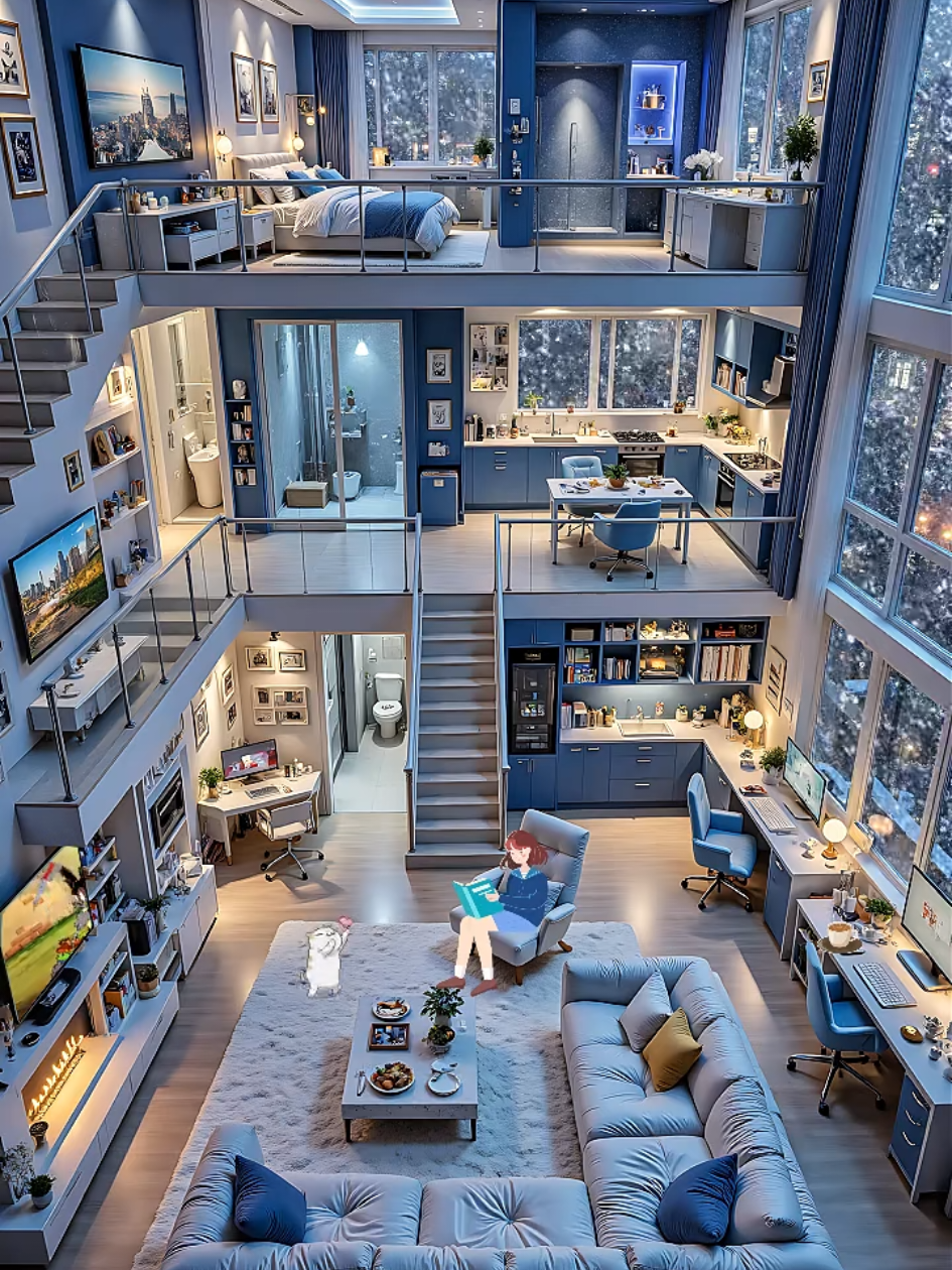 Hôm nay chỉ toàn căn nhà màu xanh với tuyết rơi nhìn thôi đã thấy thích lắm rồi #thanhphovedem #nhadep #chill #chillwithtiktok #canhdep 