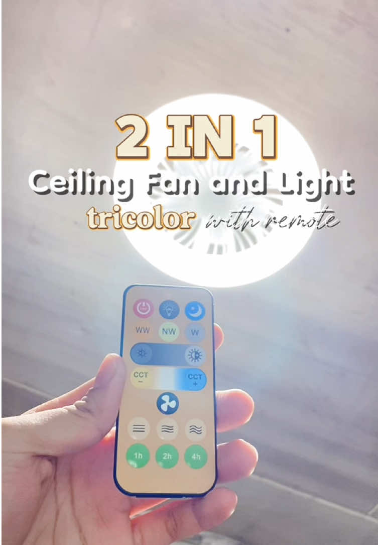 Fan + light? 2-in-1 na, with remote pa🫶💗 @Trend outdoor store #2in1ceilingfanlight #ceilingfan #tricolor #budolfinds #fan 