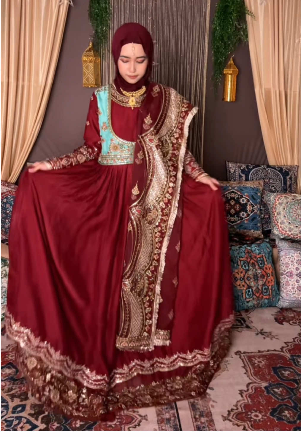 Looking for a perfect studio for your desi clothing? Jakarta has @Yomu Cafe and Photo Studio with bollywood/arabian theme studio💃🏻✨ Jastip anarkali by: @IG : @Idealbeautyofficial  ib: Drisya #fyp #bollywood #desitiktok 
