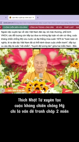 Ông Thích Nhật Từ xuyên tạc cuộc kháng chiến chống Mỹ chỉ là vấn đề tranh chấp 2 miền #cachmangmautrongtongiao #dienbienhoabinh #xuyentac #xuyentaclichsu #thichnhattu 
