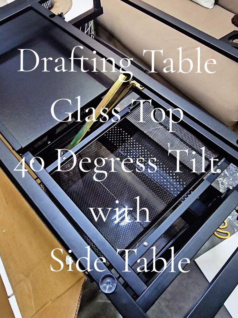 Drafting Table for Achitecture Students Glass Top 40 Degress Tilt with Side Table - for drawing, studying #studytable #officetable #draftsmentable #draftingtable 