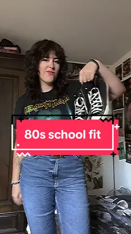 80s fit for the first day of school! Should I make more vids like this for inspiration?🖤 #fy#fyp#80s#80sfashion#80srock 