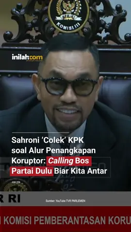 Wakil Ketua Komisi III DPR, Ahmad Sahroni, menyarankan agar Ketua KPK Setyo Budiyanto menjalin komunikasi lebih dulu dengan pimpinan partai politik sebelum melakukan penangkapan terhadap kader yang terlibat korupsi. Pernyataan tersebut ia sampaikan dalam rapat antara Komisi III DPR dan KPK yang berlangsung di Kompleks Parlemen, Senayan, Jakarta, pada Rabu, 20 Agustus 2025. Sahroni menyinggung penangkapan Bupati Kolaka Timur, Abdul Azis, yang dilakukan pada Kamis (7/8) malam di Makassar, Sulawesi Selatan, tak lama setelah yang bersangkutan menghadiri Rakernas Partai NasDem. 