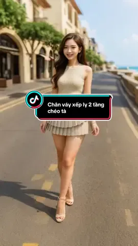 Chân váy xếp ly 2 tầng chéo tà#chanvayxeply #outfit #thoitrang #fyp #thoitrandep76 