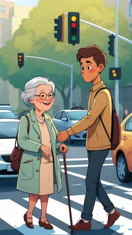 Helping an Elderly Person Cross the Street – Practical English Dialogue for Learners #EnglishConversation #LearnEnglish #StreetSafety #HelpingOthers #EnglishForBeginners