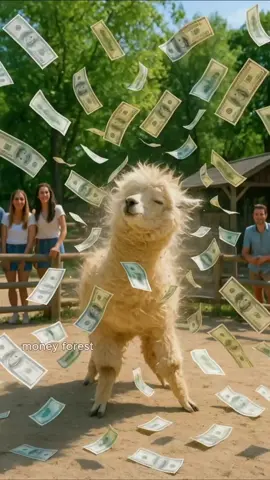 🍀알파카의 머니 더스트ㅣAlpaca shaking off a storm of cash! 🦙#재물운#금전운#부자#wealth#money#affirmation#행운#rich